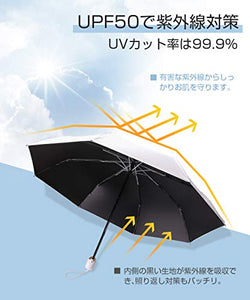 折りたたみ日傘 自動開閉 UVカット晴雨兼用 日焼け止め対策 超軽量 収納ポーチ付き